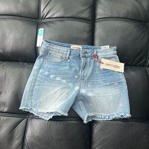 Driftwood Women's Light Blue Jean Shorts with Star Embroidery